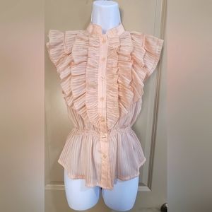 Forever 21 Sheer striped Ruffle top blouse Size Medium
